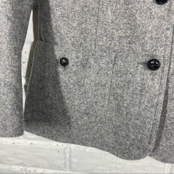 100% VIRGIN WOOL Vintage Grey Academic Style pea coat | Full button up lined - Picture 6 of 9